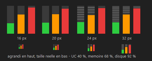 Preview of the TaskbarInfo icon and its detailed tooltip