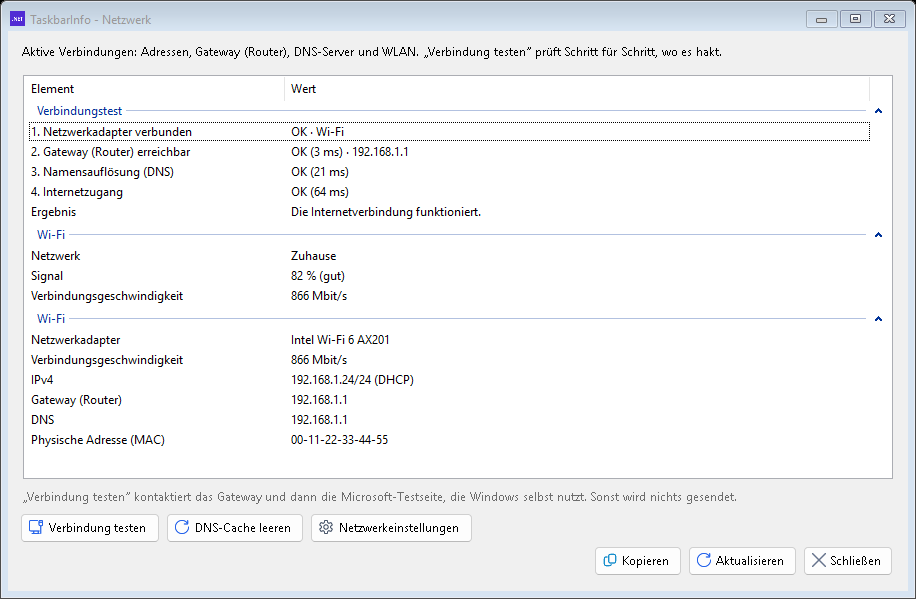 Das Fenster Netzwerk